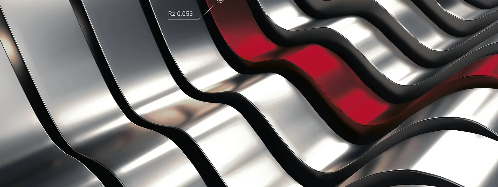 Metallic waves in silver and red