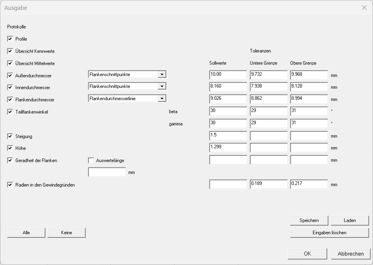 The MarSurf thread option is suitable for all thread types.
